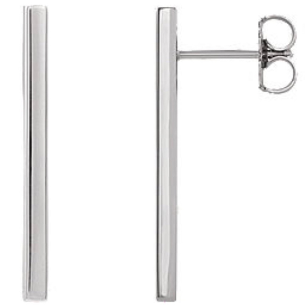 Silver Bar Stud Earrings
